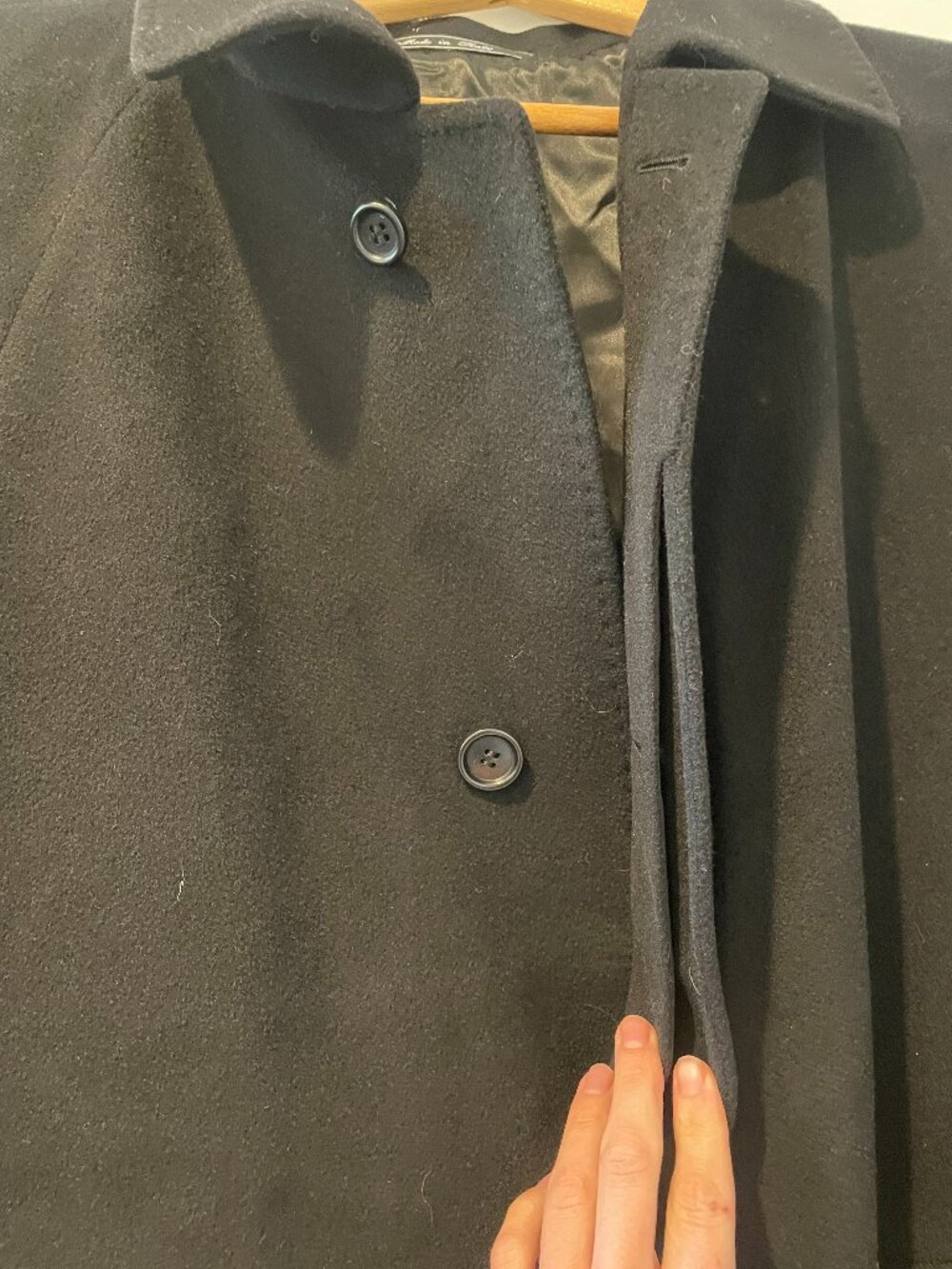 Movimento Made in Italy 100% Cashmere Black Overcoat Size 52 / 42 - Picture 3 of 8